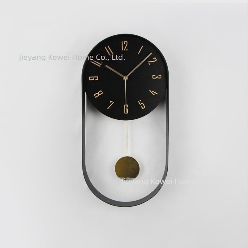 Ρολόι τοίχου – Οβάλ μεταλλικό πλαίσιο, μηχανισμός quartz, τροφοδοτούμενο με μπαταρία, καντράν MDF