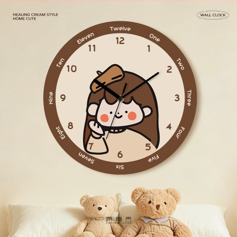 Ρολόι τοίχου – στυλ Soft Moe εικονογράφησης, αναλογική εμφάνιση, αθόρυβος μηχανισμός κίνησης, καντράν από ακρυλικό, τροφοδοσία με μπαταρίες, διακόσμηση για σαλόνι/υπνοδωμάτιο