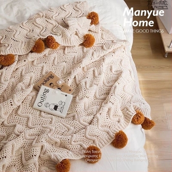 Πλεκτή κουβέρτα με ρίγες, άνοιξη και φθινόπωρο, συρρίκνωση 2–5%, ύφασμα: άλλο, στυλ: φλοράλ