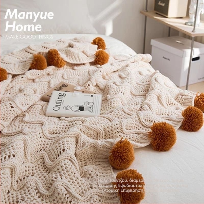 Πλεκτή κουβέρτα με ρίγες, άνοιξη και φθινόπωρο, συρρίκνωση 2–5%, ύφασμα: άλλο, στυλ: φλοράλ