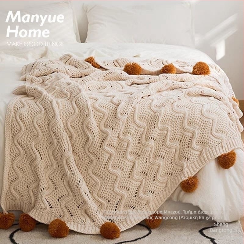 Πλεκτή κουβέρτα με ρίγες, άνοιξη και φθινόπωρο, συρρίκνωση 2–5%, ύφασμα: άλλο, στυλ: φλοράλ