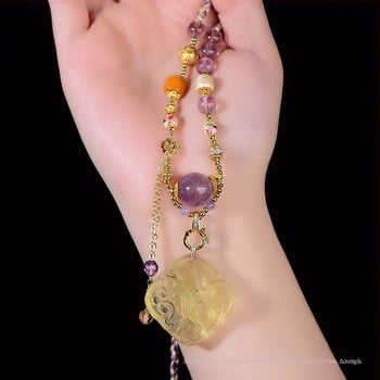 Μενταγιόν με αμέθιστος και χαλκό, εθνικό στυλ, μάρκα Qiu yi