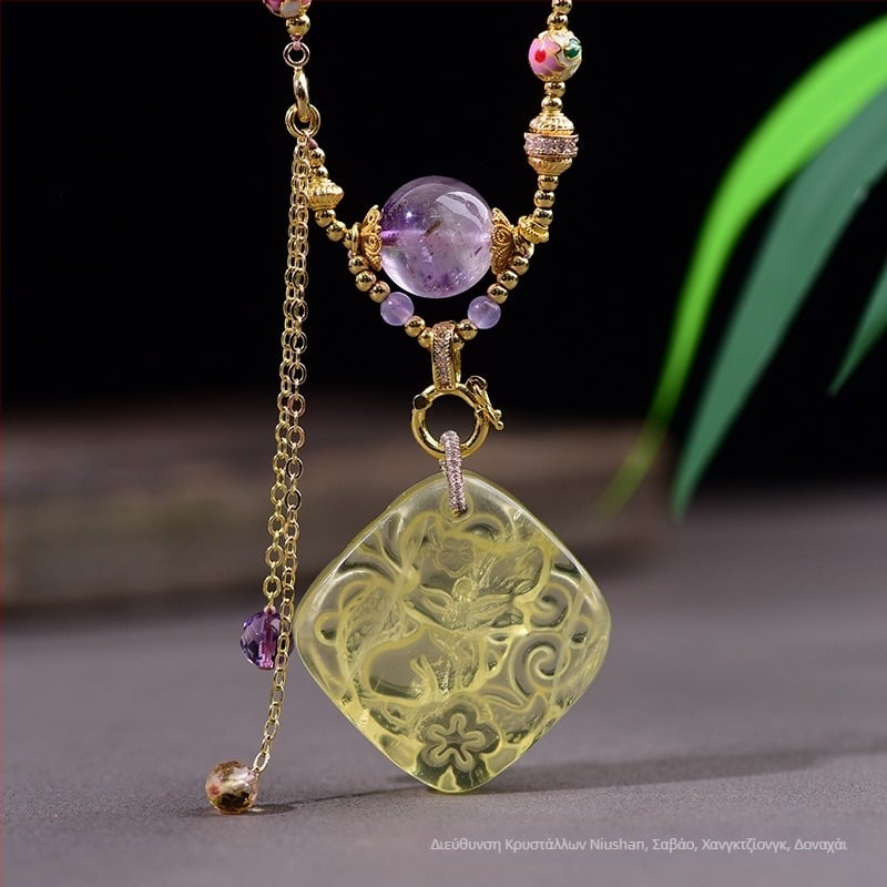 Μενταγιόν με αμέθιστος και χαλκό, εθνικό στυλ, μάρκα Qiu yi