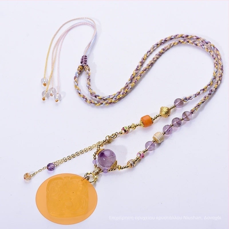 Μενταγιόν με αμέθιστος και χαλκό, εθνικό στυλ, μάρκα Qiu yi