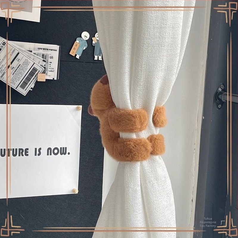 Capybara Plush κουρτινό λαστιχάκι — για στερέωση ζευγαρίου διακοσμητικών καρτούν φιγούρων, Υλικό: χημικό νήμα, Στυλ: απλό και μοντέρνο, Κατηγορία: δέσιμο κουρτινών, χωρίς παραμετροποίηση