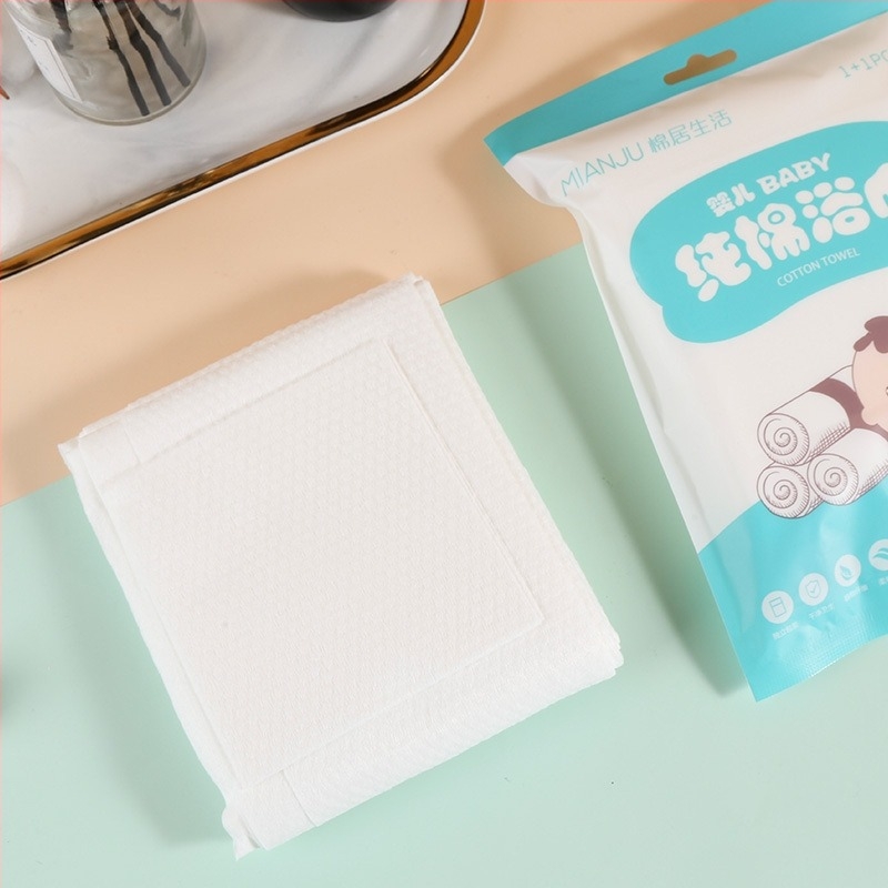 Mianju πυκνωμένη πετσέτα μπάνιου μωρών μιας χρήσης, φορητή πετσέτα ταξιδιού, μαλακή και φιλική προς την επιδερμίδα, με εκτυπωμένο λογότυπο