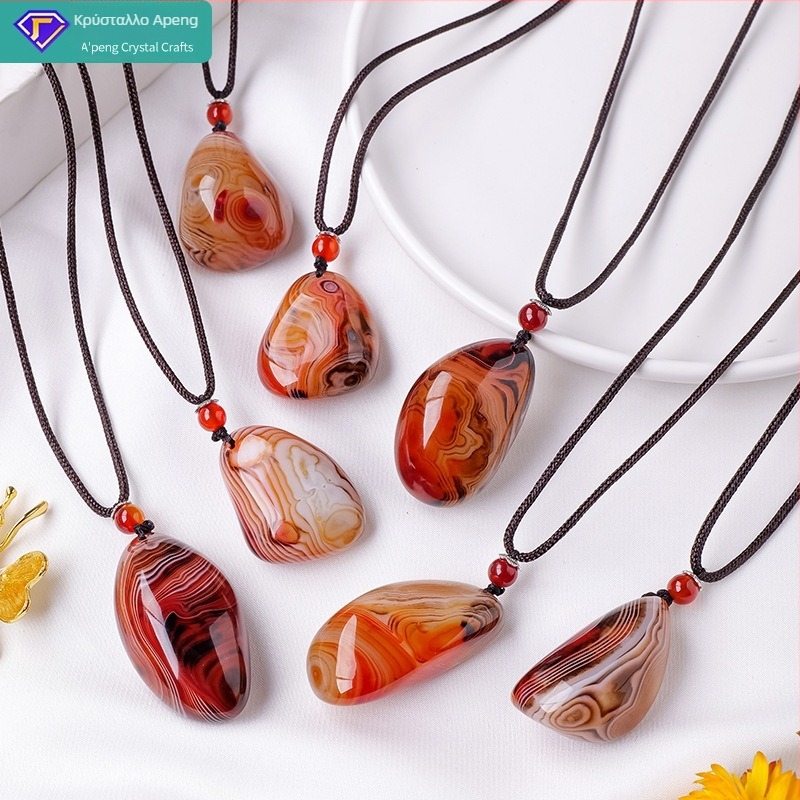 Κολιέ από αγκάτη κρύσταλλο - Appen Crystal Crafts, φυσικός αγκάτης, κρύσταλλος λίθος, μοντέρνος μινιμαλιστικός σχεδιασμός, συσκευασία σε PP σακούλα