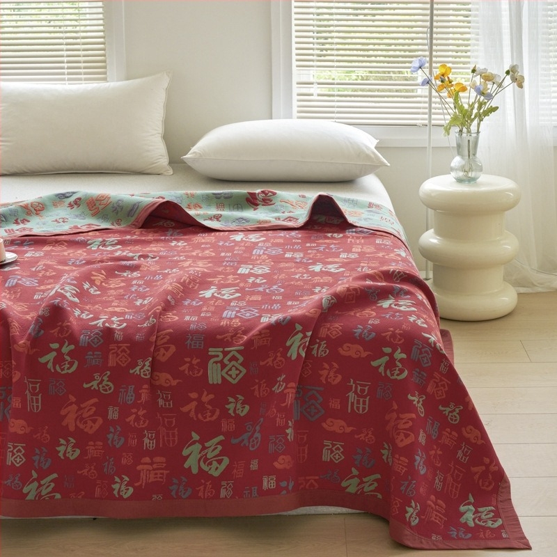 Κουβέρτα από 100% βαμβάκι με τρεις στρώσεις γάζας, πετσέτας, 240 g, κινεζικό στυλ