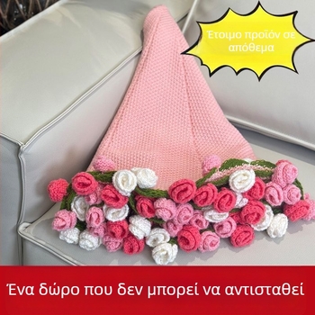 Χειροποίητη πλεκτή κουβέρτα με ανθοδέσμη από τριαντάφυλλα, μοτίβο φυτών και λουλουδιών, πολυεστέρας, κουβέρτα-πετσέτα, για όλες τις εποχές