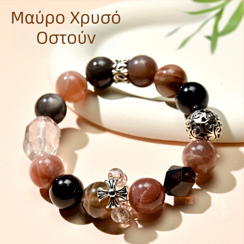 Βραχιόλι από κρύσταλλο, χειροποίητο, unisex, γεωμετρικός σχεδιασμός, με επικάλυψη μετάλλου.