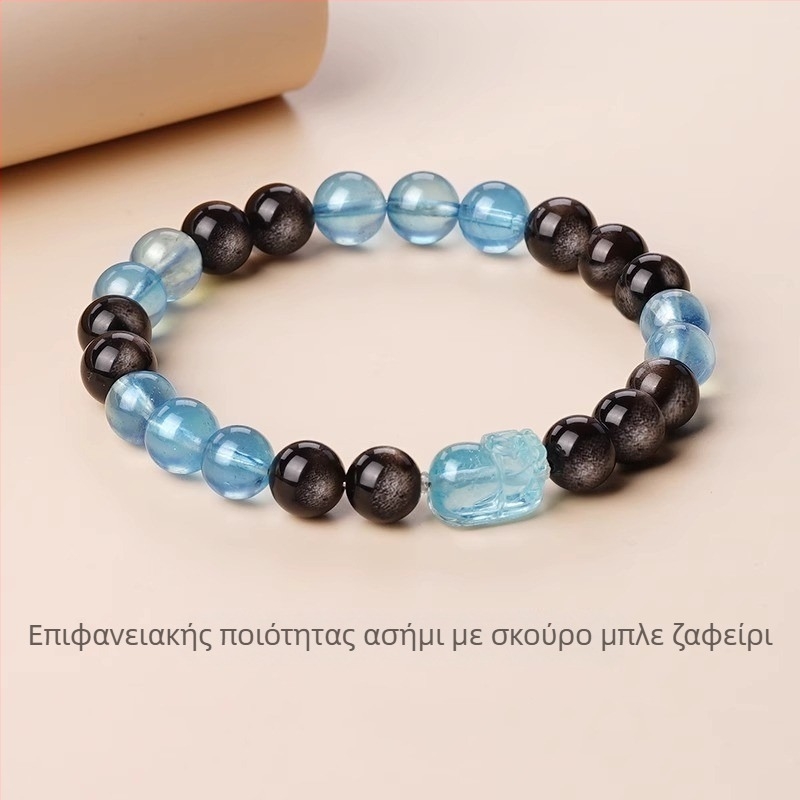 Ακουαμαρίν γεωμετρικό βραχιόλι – εθνοτικό στυλ, unisex, γυαλισμένη επιφάνεια, καλοκαιρινή κυκλοφορία 2025