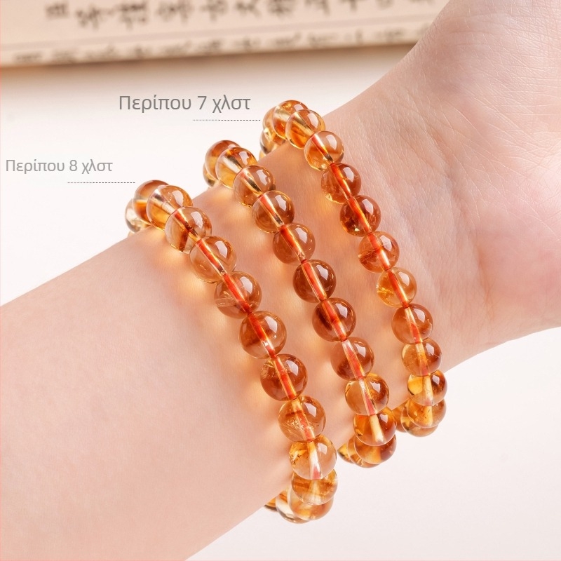 Runya Crystal φυσικό κιτρίνης βραχιόλι για γυναίκες – Γνήσιες βραζιλιάνικες κίτρινες χάντρες κρυστάλλων, μονοσειρά μόδας