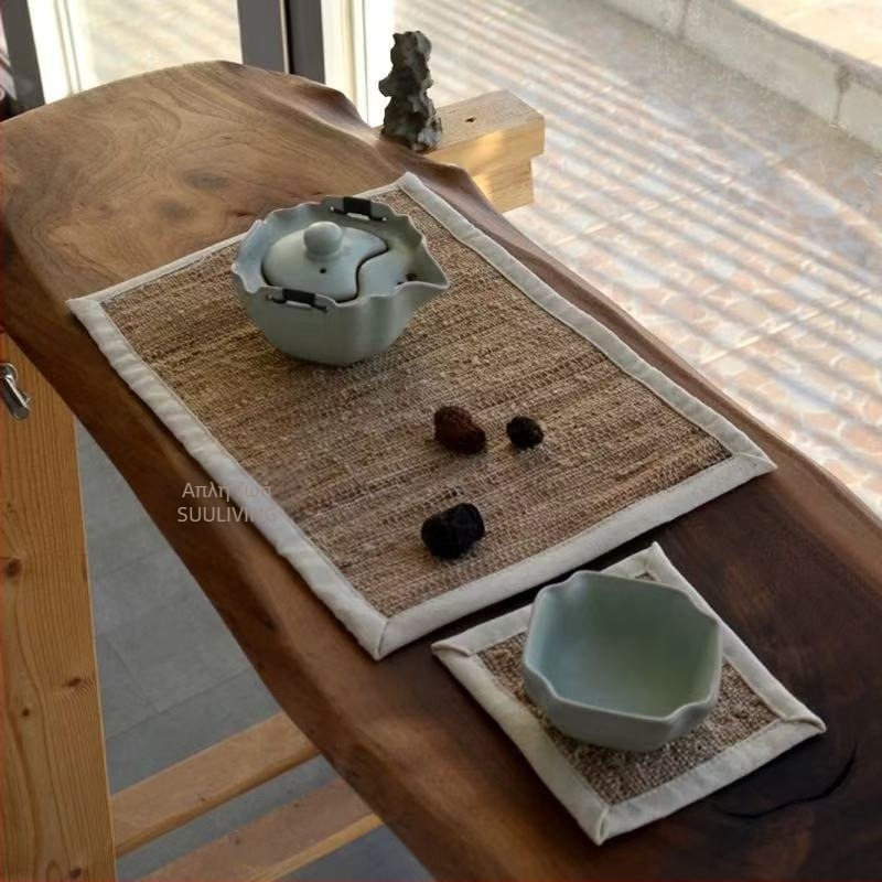 Ramie Tea Table Mat και Table Runner, Νέο Κινεζικό Στυλ, Χειροποίητο, 95% Ramie με 5% Cotton