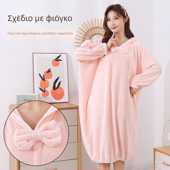 Γυναικεία ρόμπα μπάνιου από coral fleece, 100% πολυεστέρας, για φθινόπωρο