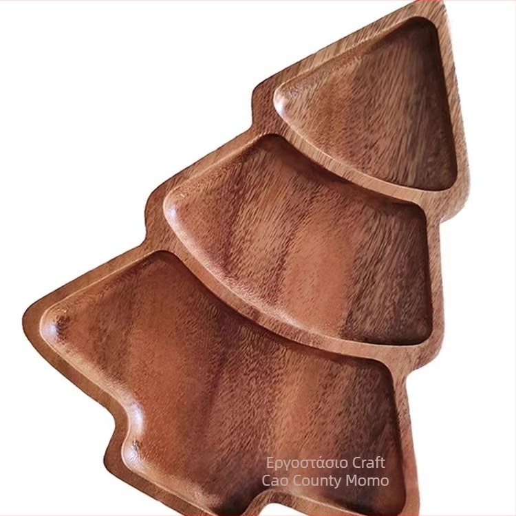 Ξύλινος δίσκος σε σχήμα δέντρου για σνακ και φρούτα — ακανόνιστος σχηματισμός, μοντέρνος μινιμαλιστικός σχεδιασμός; επιφάνεια με χειροποίητη ζωγραφική, κατάλληλος για φούρνο μικροκυμάτων, προσαρμογή με λογότυπο