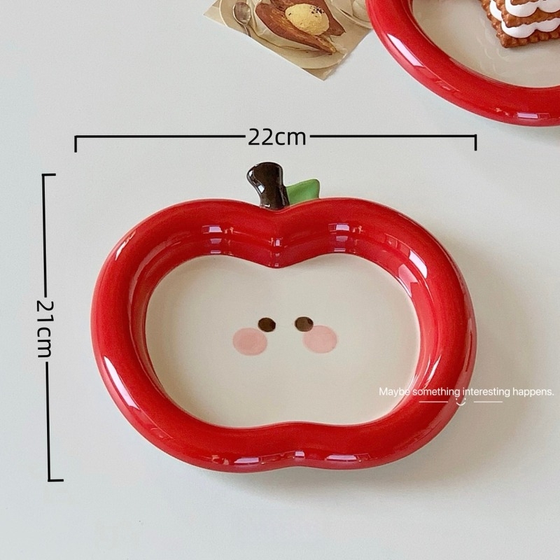 Πορσελάνινο πιάτο με σχέδιο μήλου (ασφαλές για φούρνο μικροκυμάτων; φινίρισμα υπό γλάσο; εκτυπωμένο λογότυπο; καθολική χρήση)