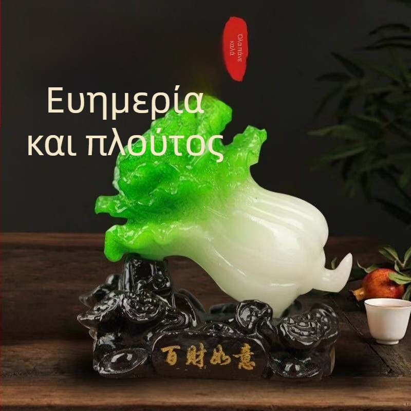 Jiushun κινεζικού στυλ διακοσμητική φιγούρα από ρητίνη, με χαρακτική και χειροποίητη βαφή