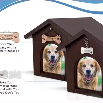 Ξύλινη κηδευτική γάτας μνήμης με φωτογραφική κορνίζα, σε σχήμα σπιτιού, με δυνατότητα προσαρμογής λογοτύπου