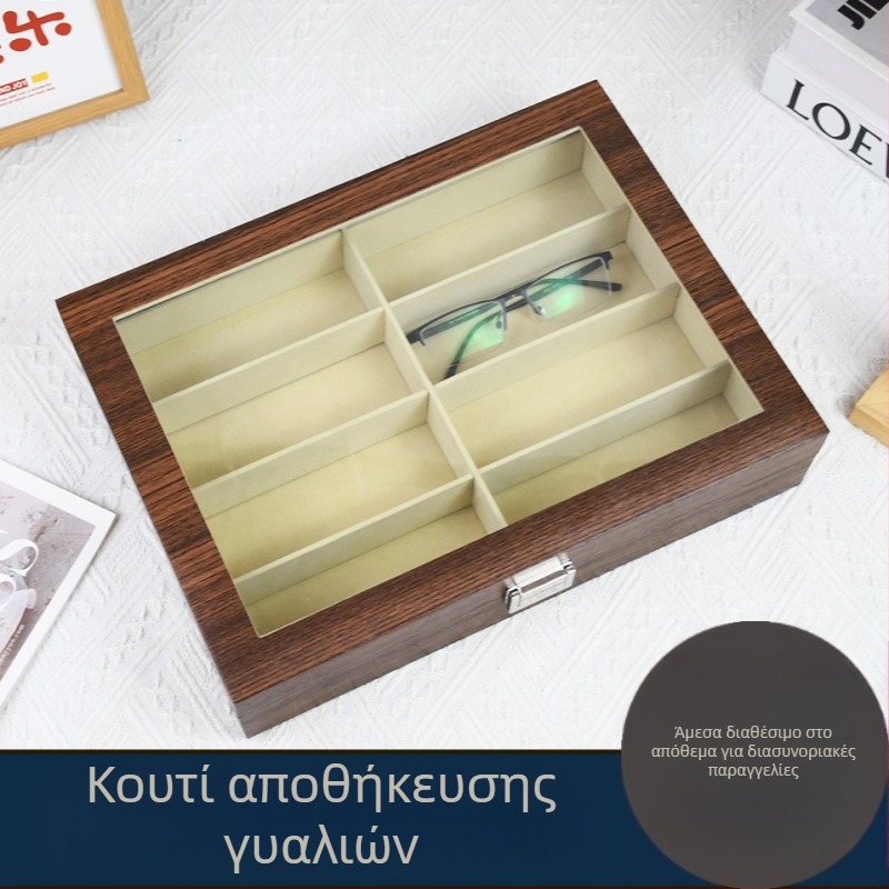 Κιβώτιο αποθήκευσης γυαλιών με 8 θέσεις – MDF, επένδυση από δέρμα φλανέλ, χωρά 8 γυαλιά, συσκευασία 10 τεμάχια ανά κουτί