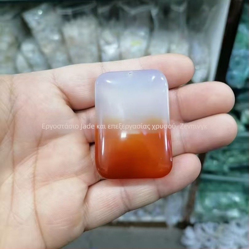 Μενταγιόν από χαλκεδονίτη, διαφανές, λεία κατασκευή, φυσικό υλικό, διαύγεια SI2