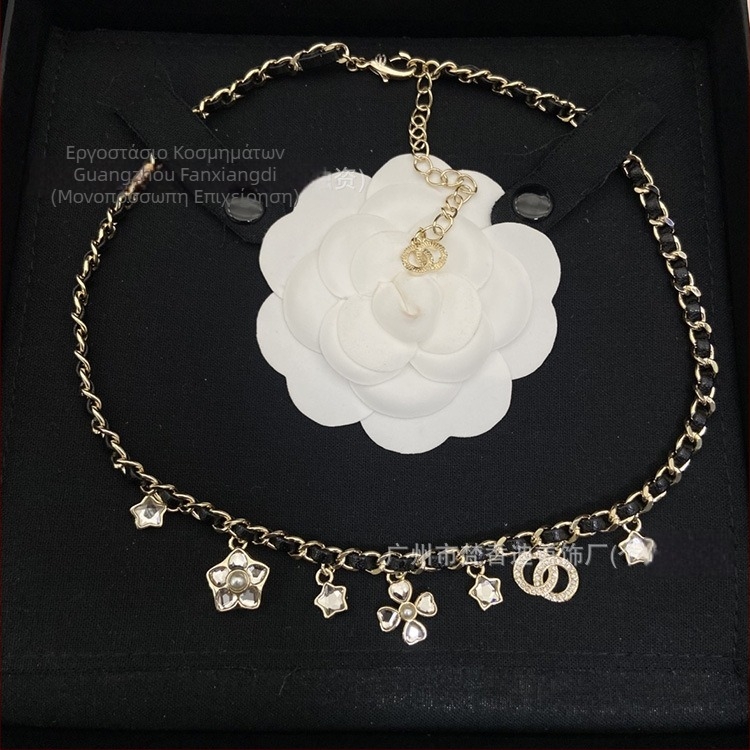 Σετ κολιέ και σκουλαρίκια Clover Star με κρύσταλλα, αλυσίδα από ορείχαλκο και pendant από κράμα, βιντάζ λογοτεχνικό ρετρό στυλ, unisex