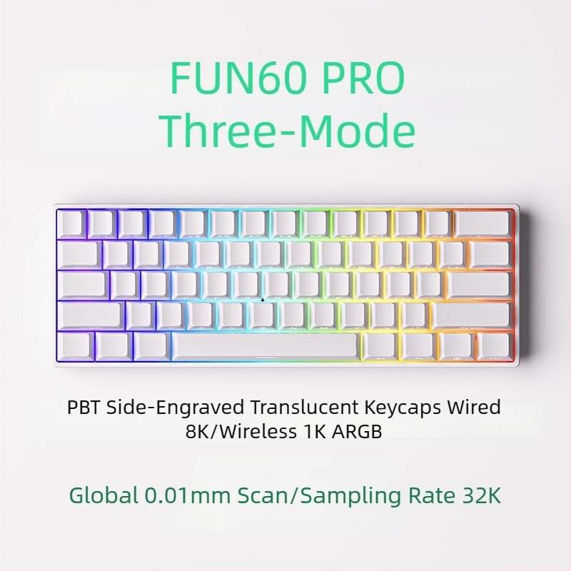 Μηχανικό πληκτρολόγιο με 61 πλήκτρα, μαγνητικός άξονας, αλουμινένιο πλαίσιο, RGB φωτισμό, ενσύρματη και Bluetooth συνδεσιμότητα με χαμηλή καθυστέρηση