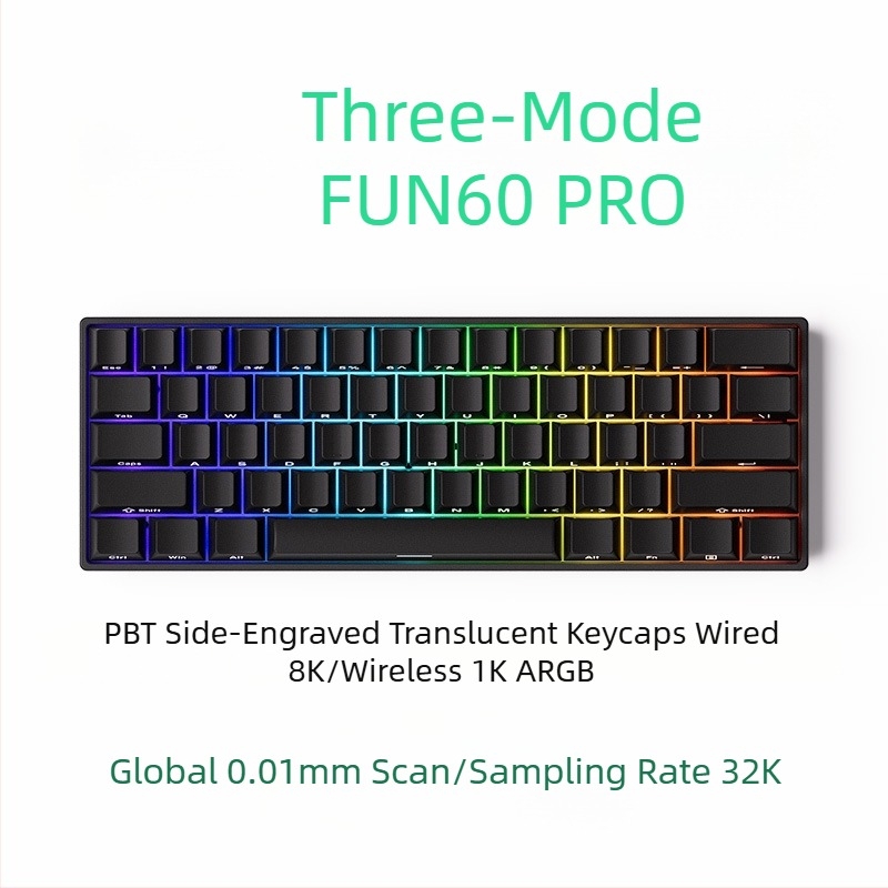 Μηχανικό πληκτρολόγιο με 61 πλήκτρα, μαγνητικός άξονας, αλουμινένιο πλαίσιο, RGB φωτισμό, ενσύρματη και Bluetooth συνδεσιμότητα με χαμηλή καθυστέρηση
