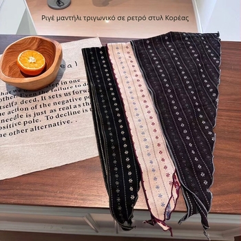 Βαμβακερός τρίγωνος φουλάρι για γυναίκες, διακοσμητικό λαιμό σε στυλ λογοτεχνικό ρετρό, καλοκαίρι 2025, 98×24×48 εκ