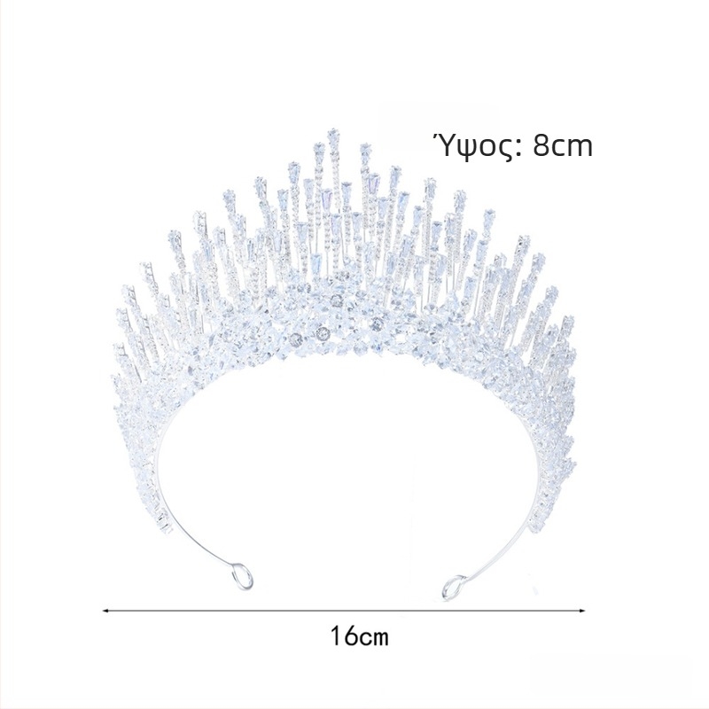 Γυναικεία κορώνα από ζιρκόν – Μεταλλική Κ9 Κορώνα για τα μαλλιά με λευκά κρύσταλλα