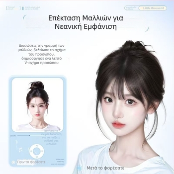 Τμήμα μαλλιών με φράντζ σε γαλλικό στυλ, λεπτές αόρατες φράντσες, ανάμικτα πραγματικά μαλλιά, ημιχειροποίητο υφαντό, προσθέτει όγκο στην κορυφή