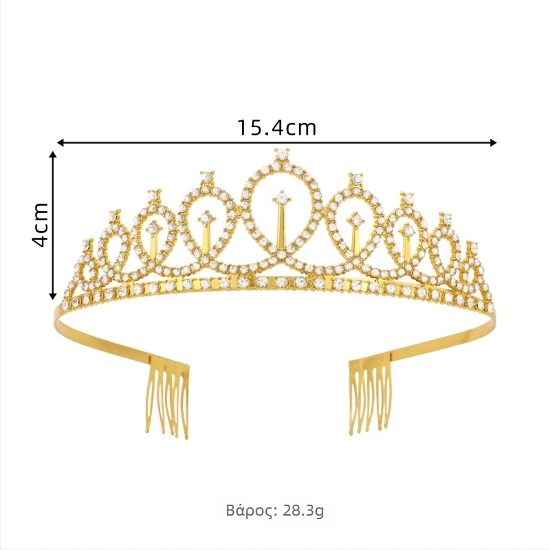 Στέμμα από κράμα με κρύσταλλα – γυναικείο μόδας αξεσουάρ κεφαλής, μεταλλική χαρακτική