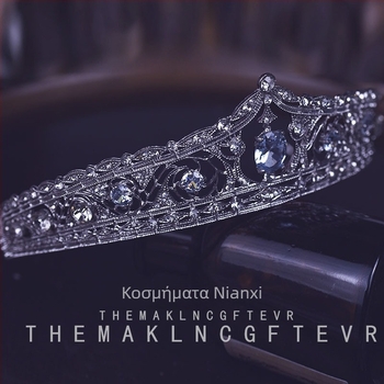Νυφικό στέμμα κεφαλιού με ηλεκτροπλατινωμένο κράμα PT900 και λευκούς κρυστάλλους ζιρκόν
