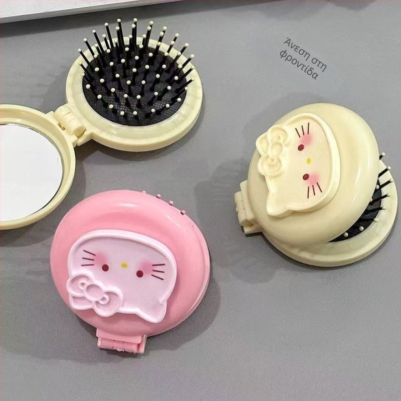 Αναδιπλούμενο χτενάκι με καθρέφτη και μασάζ μέσω αερομαξιλαριού — φορητό πλαστικό χτένισμα μαλλιών