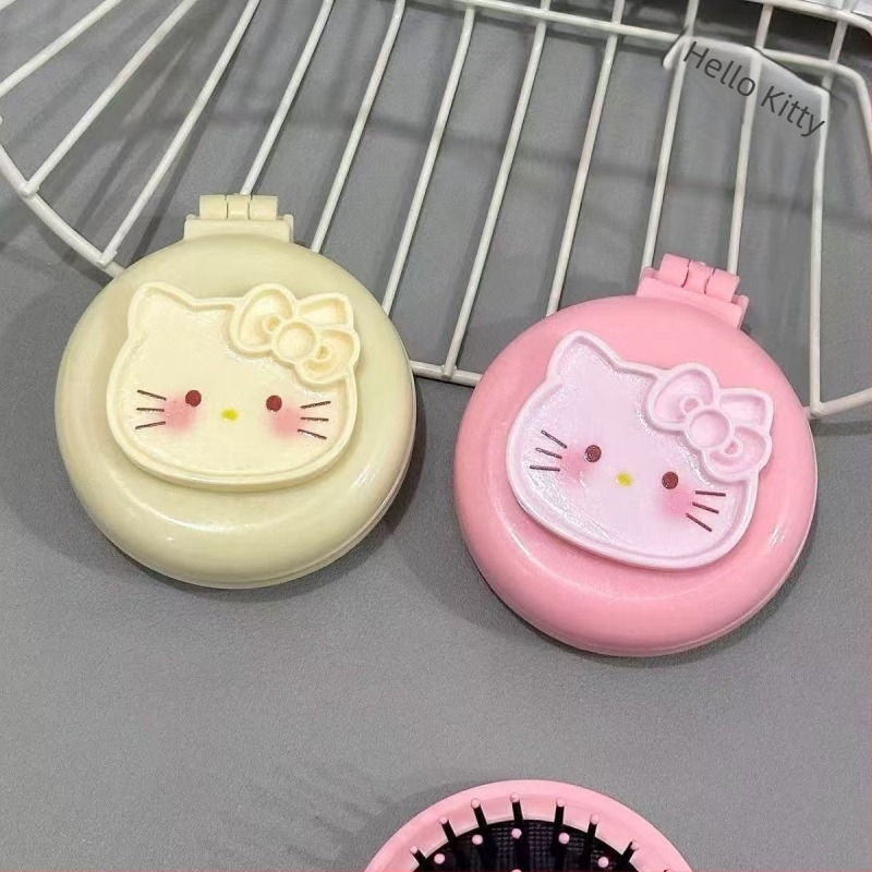 Αναδιπλούμενο χτενάκι με καθρέφτη και μασάζ μέσω αερομαξιλαριού — φορητό πλαστικό χτένισμα μαλλιών