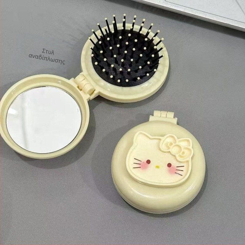 Αναδιπλούμενο χτενάκι με καθρέφτη και μασάζ μέσω αερομαξιλαριού — φορητό πλαστικό χτένισμα μαλλιών