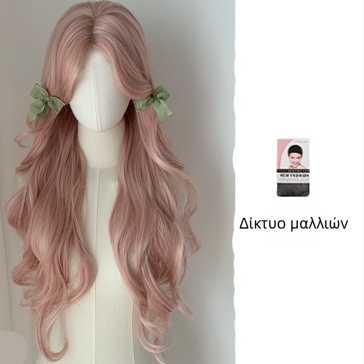 Περούκα για γυναίκες με μακριά κυματιστά μαλλιά, φυσική εμφάνιση, θερμοανθεκτικό συνθετικό μαλλί, φράντζα τύπου οκταγράμματος, καθολικός τύπος