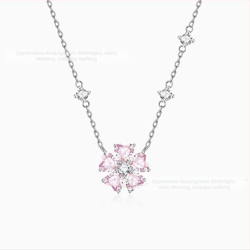 Κολιέ Peach Blossom σειρά, Εξειδικευμένος σχεδιασμός, κρεμαστό από χαλκό πάνω σε ατσάλινη αλυσίδα, αλυσίδα τύπου Ο, μήκος 40 cm + 5 cm επέκταση, βάρος 4 g, για γυναίκες, γλυκό στυλ