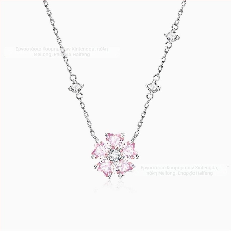 Κολιέ Peach Blossom σειρά, Εξειδικευμένος σχεδιασμός, κρεμαστό από χαλκό πάνω σε ατσάλινη αλυσίδα, αλυσίδα τύπου Ο, μήκος 40 cm + 5 cm επέκταση, βάρος 4 g, για γυναίκες, γλυκό στυλ