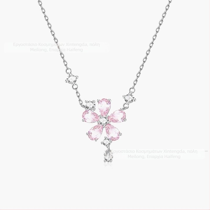 Κολιέ Peach Blossom σειρά, Εξειδικευμένος σχεδιασμός, κρεμαστό από χαλκό πάνω σε ατσάλινη αλυσίδα, αλυσίδα τύπου Ο, μήκος 40 cm + 5 cm επέκταση, βάρος 4 g, για γυναίκες, γλυκό στυλ