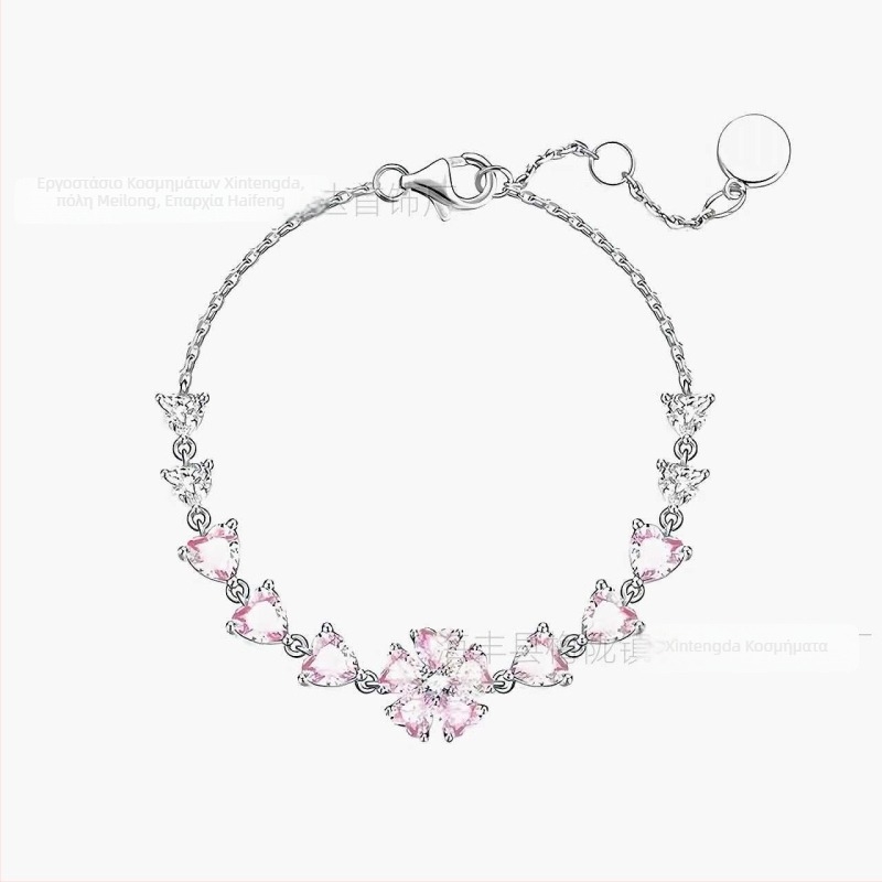 Κολιέ Peach Blossom σειρά, Εξειδικευμένος σχεδιασμός, κρεμαστό από χαλκό πάνω σε ατσάλινη αλυσίδα, αλυσίδα τύπου Ο, μήκος 40 cm + 5 cm επέκταση, βάρος 4 g, για γυναίκες, γλυκό στυλ