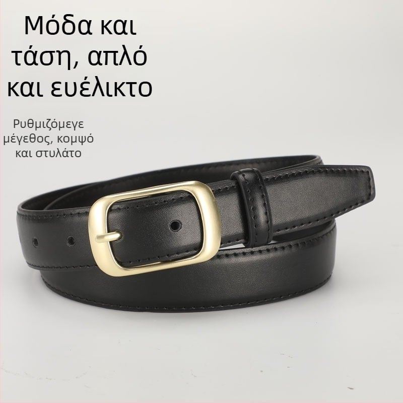 Γυναικεία ζώνη μέσης από PU δέρμα, αγκράφα από κράμα, κούμπωμα με καρφί, πλάτος 2–4 cm, ηλεκτροπλατίωση