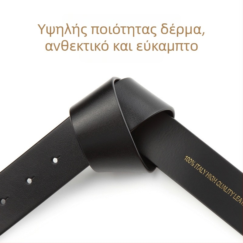 Ανδρική Δερμάτινη Ζώνη – Γνήσιο Δέρμα Top-Grain, Κούμπωμα από Κράμα, Λείο Κούμπωμα, Χειροποίητη Κατασκευή
