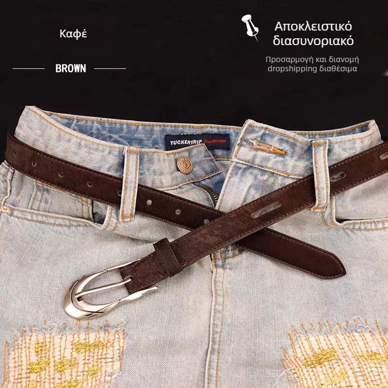 Ανδρική ζώνη από γνήσιο δέρμα (πρώτης στρώσης βοείου δέρματος), αγκράφα από κράμα με πείρο, πλάτος 2-4 cm, χειροποίητη κατασκευή