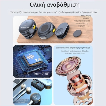 Μικρόφωνο Lavalier για ζωντανή μετάδοση (ενσωματωμένη μπαταρία; χαμηλός θόρυβος κάτω από 60 dB; ονομαστική ισχύς 5)