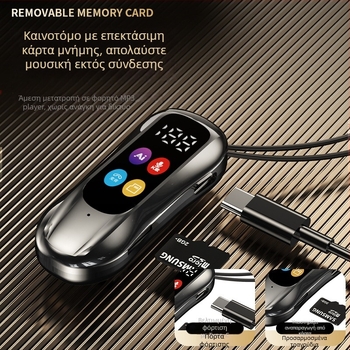 Ασύρματα ακουστικά Lavalier Bluetooth για καραόκε με κλιπ, Bluetooth 6.0, διπλή σύνδεση, υποστήριξη μνήμης καρτας, ρεβέρμπ και μείωση θορύβου