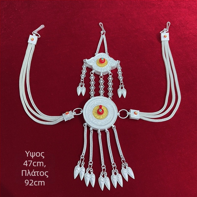 Ζώνη μέσης αλυσίδα διπλού στρώματος, κράμα Diecast με ένθετους τεχνητούς λίθους, ηλεκτροπλατίωση, unisex εθνικό στυλ