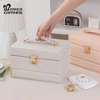 Κουτί Κοσμημάτων Casegrace sp01348, δερμάτινο, σκληρή κατασκευή, μονόχρωμο, μεγάλος αποθηκευτικός χώρος, πολλαπλά διαμερίσματα για δαχτυλίδια, σκουλαρίκια και κολιέ
