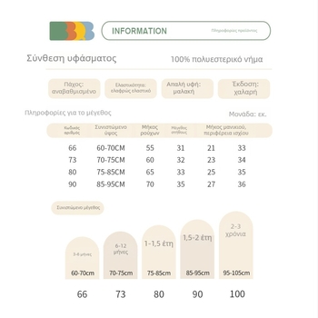 BBQB βρεφικό ολόσωμο φορμάκι με φερμουάρ – φθινόπωρο-χειμώνα, 100% πολυεστέρας, αντιστατικό, αντιβακτηριακό, για νεογνά 0–1 έτους