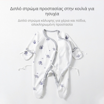 Φορμάκι νεογέννητου από βαμβάκι με μακριά μανίκια, 100% βαμβάκι, σχεδιασμένο για όλες τις εποχές, κλείσιμο με κεκλιμένο γιακά, για ηλικία 0–1 ετών (έως 80 cm)