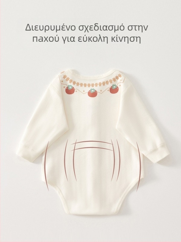Φορμάκι νεογέννητων κοριτσιών — απαλό βαμβάκι, μακριά μανίκια, για άνοιξη και φθινόπωρο, εθνοτικό στυλ με τρίγωνο μοτίβο